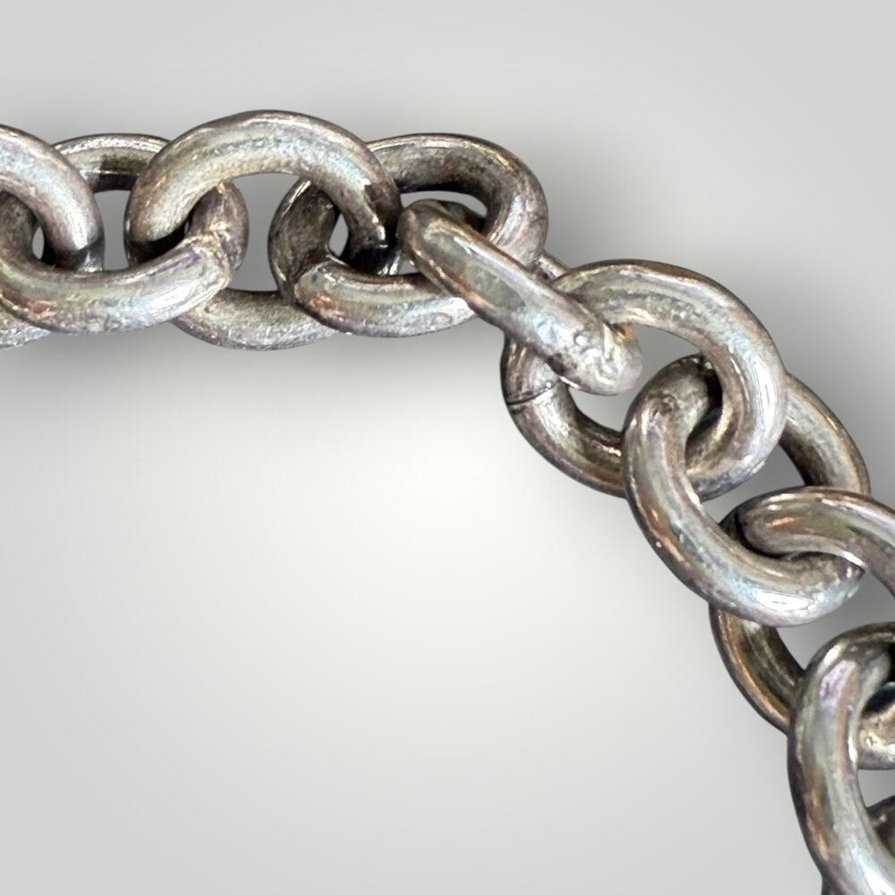 Solid Sterling Silver 925 Toggle Front Clasp Bald Heart Charm Bracelet 34.2g - Picture 2 of 6